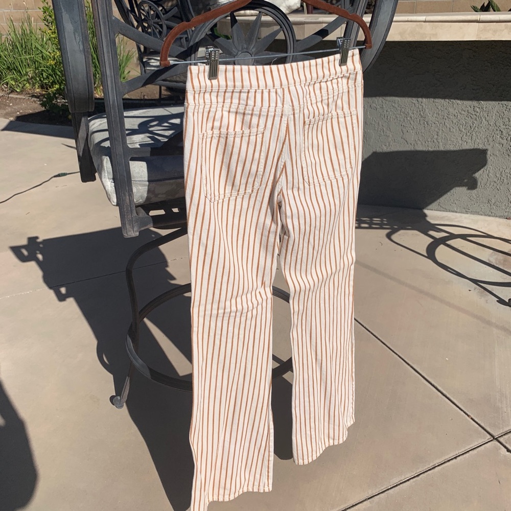 Anthropologie Orange and Cream Striped Pants Jeans - Picture 7 of 7